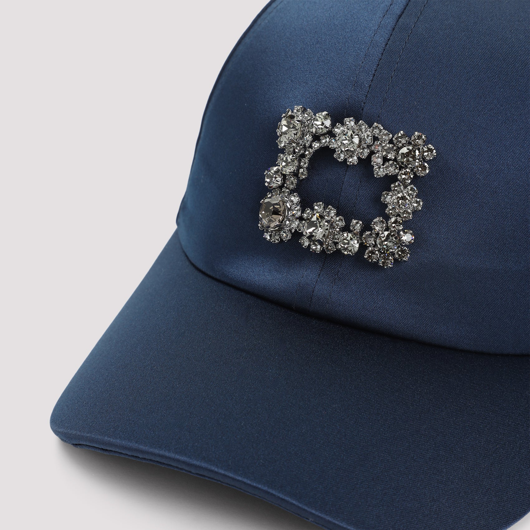 Satin Baseball Cap with Crystal Embellishment