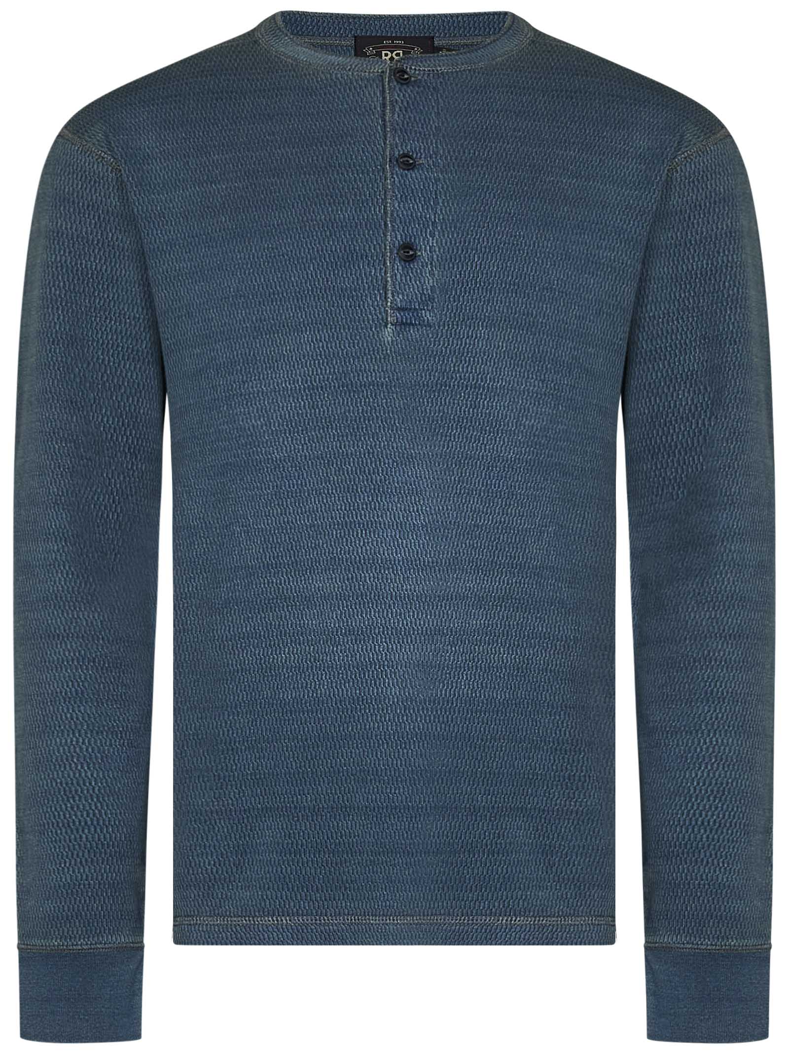 Blue Jacquard Henley Long Sleeves