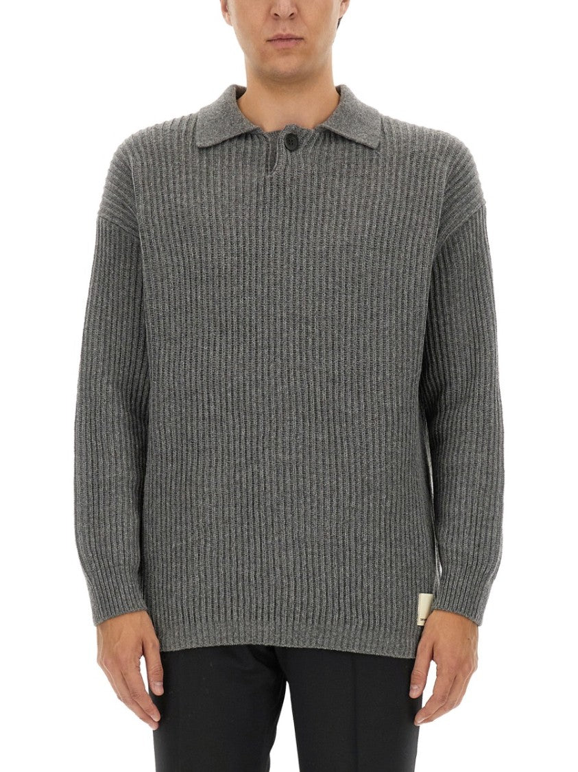 Ribbed Grey Wool Jersey