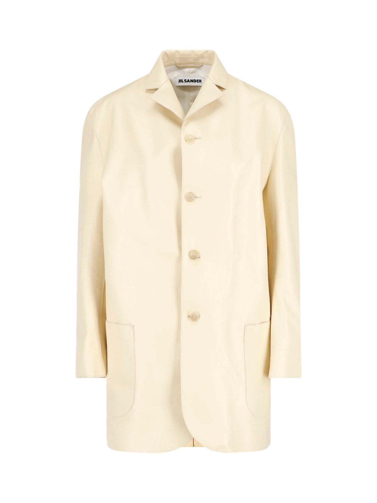 Cream Minimalist Boxy Classic Collar Jacket