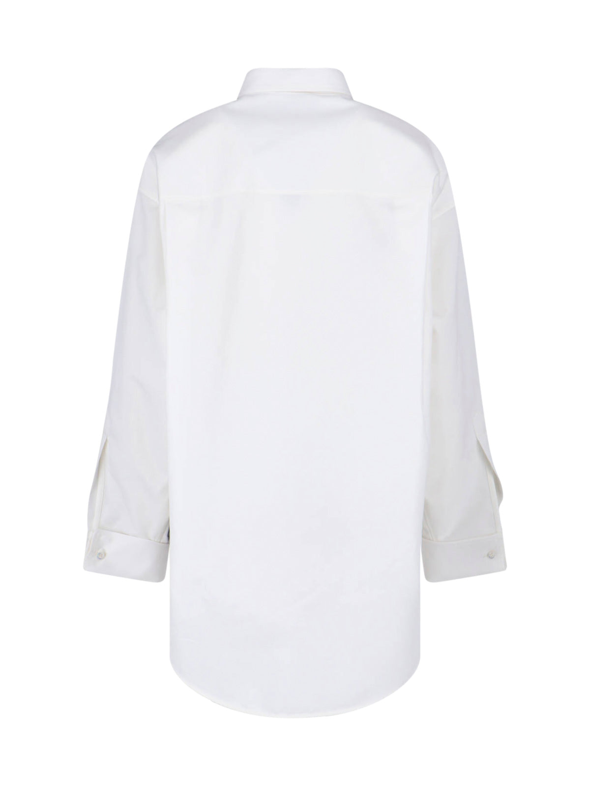 White Asymmetrical Cotton Silk Blend Shirt