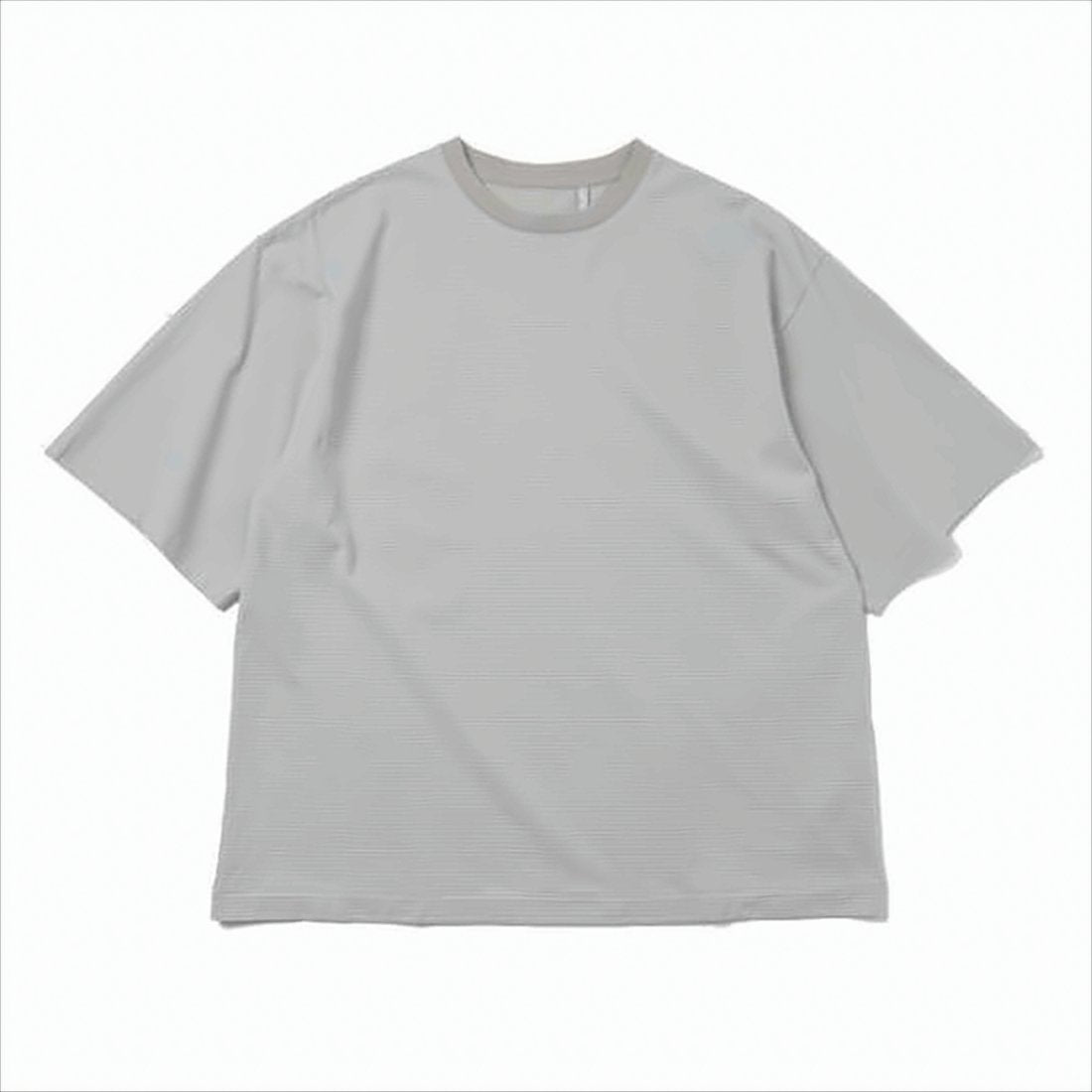 Boxy Fit Grey T-Shirt with Ribbed Collar