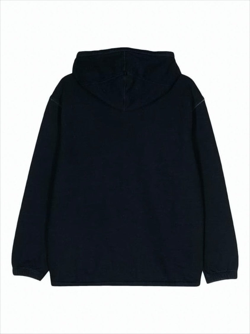 Relaxed Fit Pullover Hoodie With Logo And Drawstring