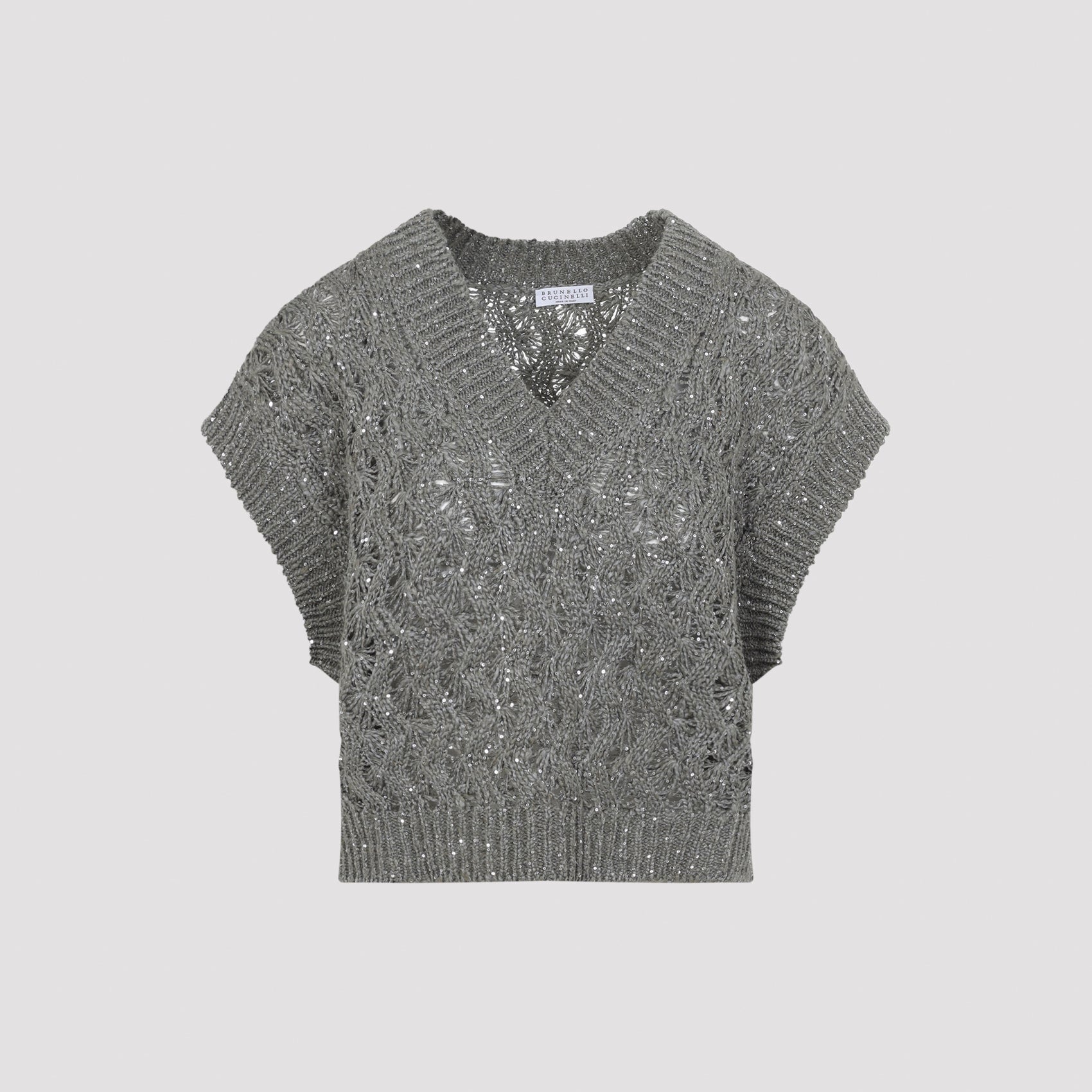 Deep V-Neck Sleeveless Knitted Top