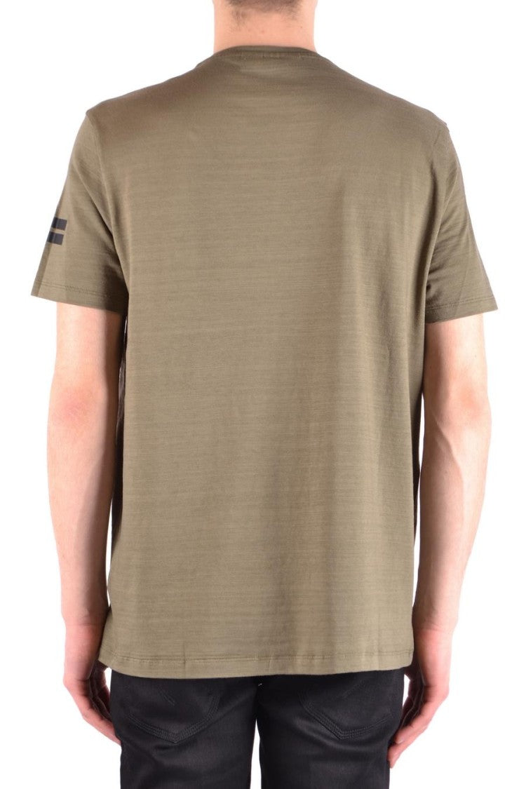 Olive Green Cotton T-Shirt With Graphic Detail