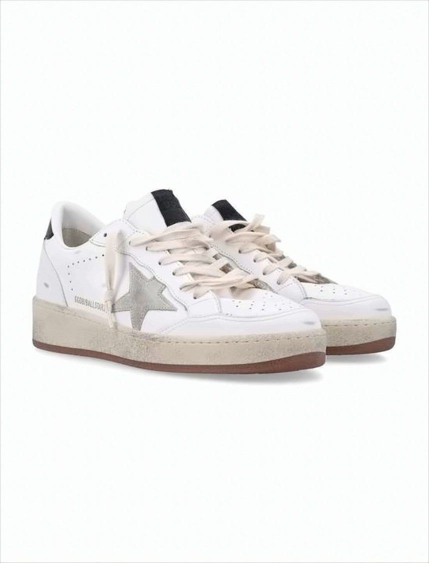 Distressed White Low-Top Sneakers with Signature Star