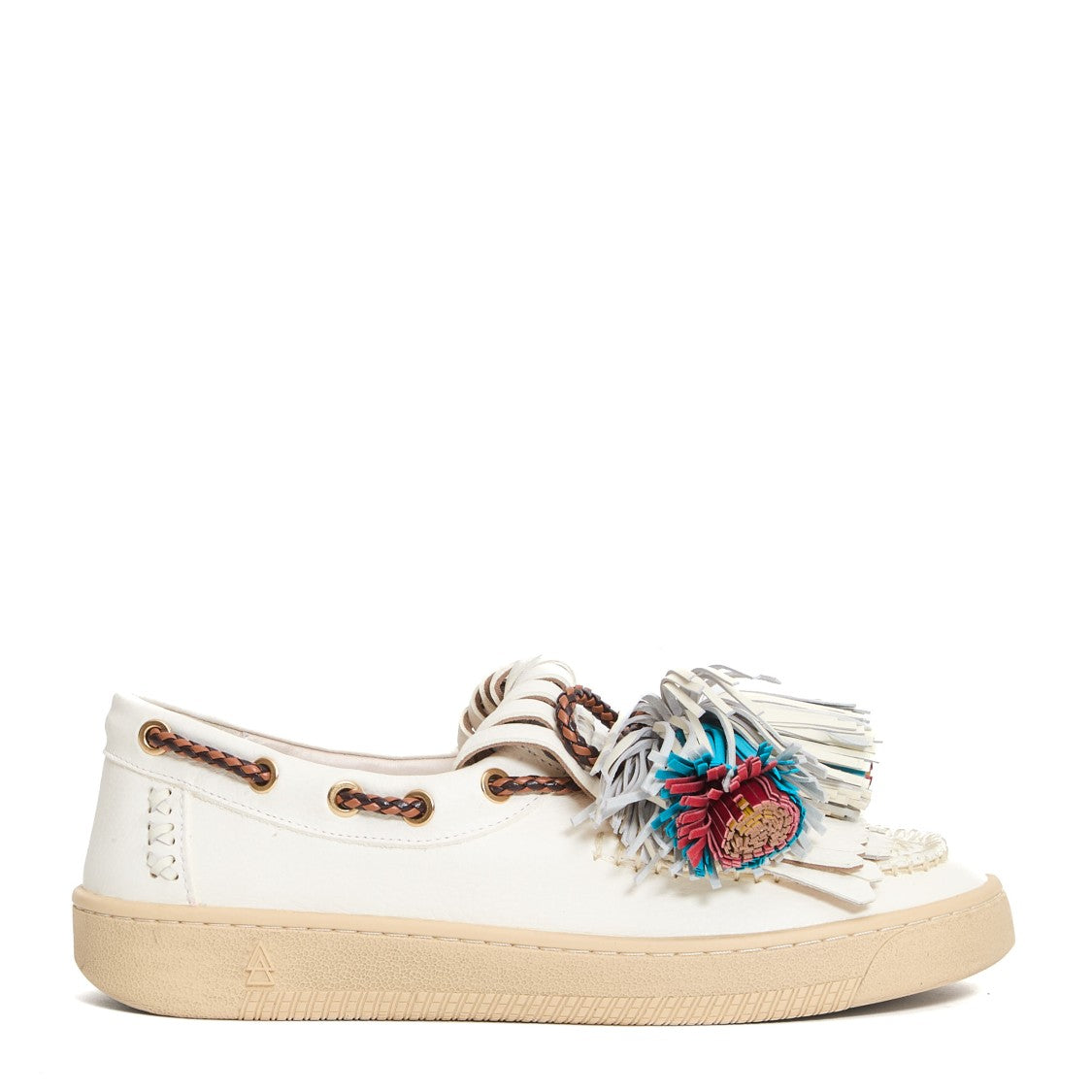 White Leather Tassel Moccasin