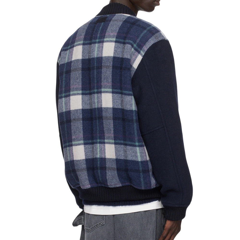 Classic Bomber Jacket with Bold Plaid Pattern