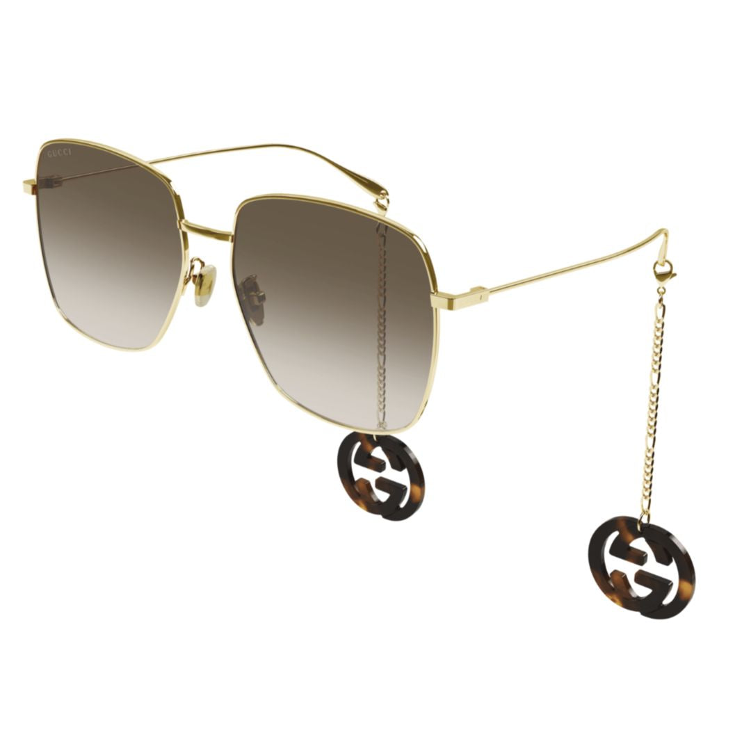 Gg1031s Gold Metal Frame Sunglasses with Square Gradient Lenses