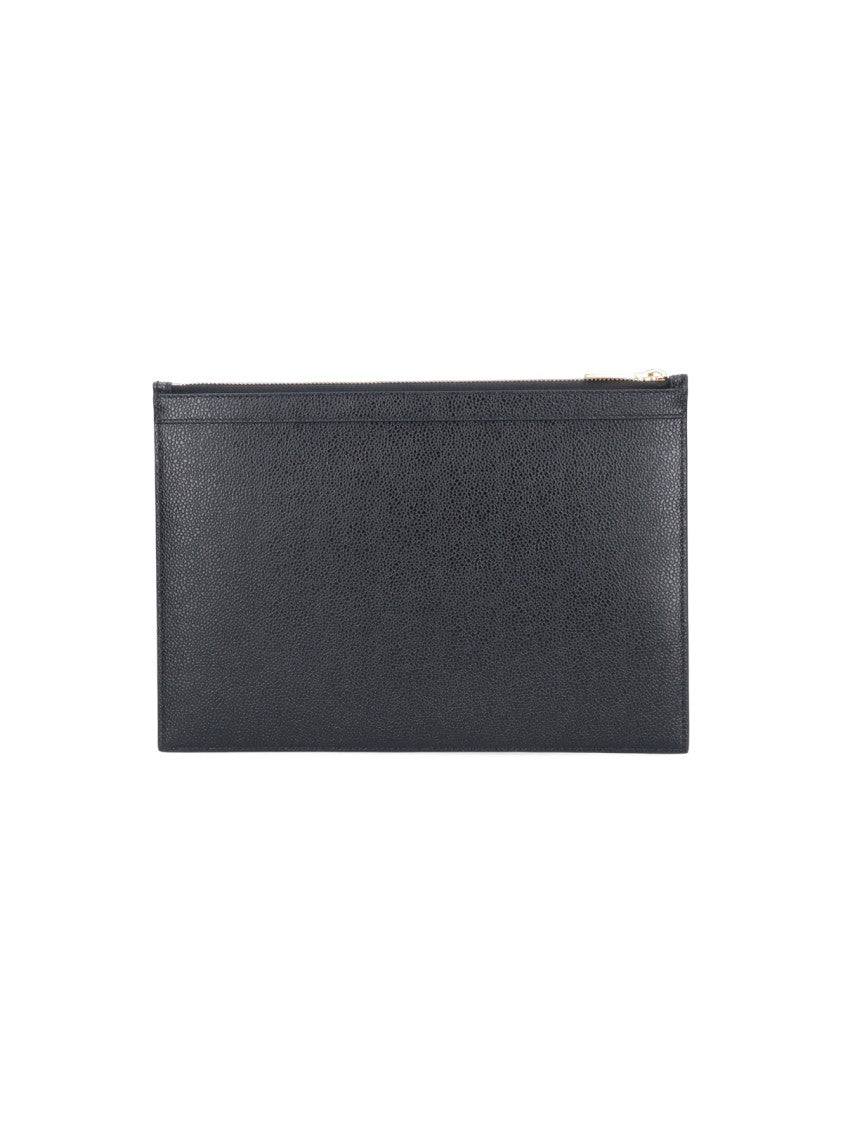 Rectangular Pouch In Hammered Black Leather