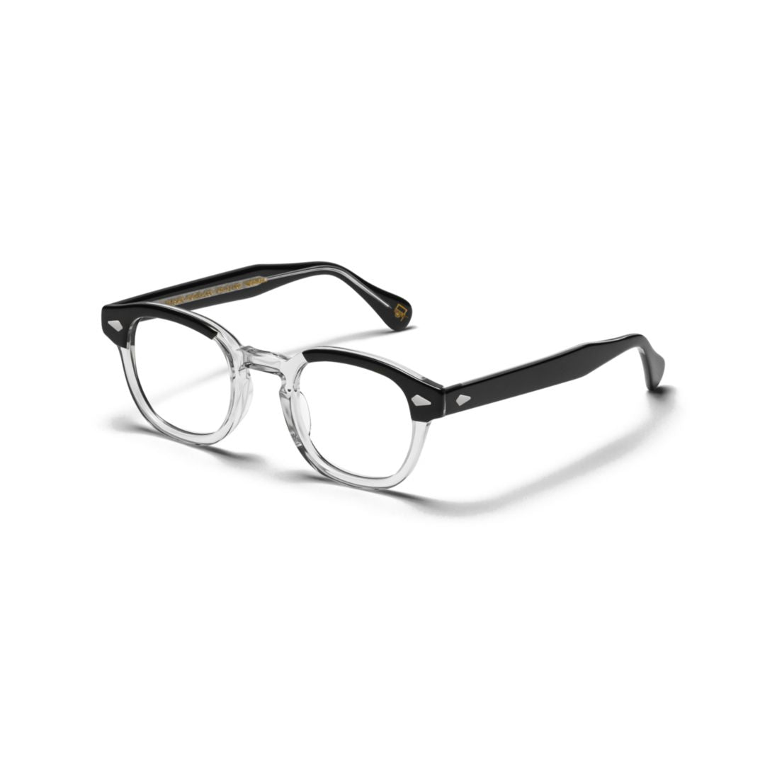 Two-Tone Round Moscot Eyeglasses with Metallic Accents