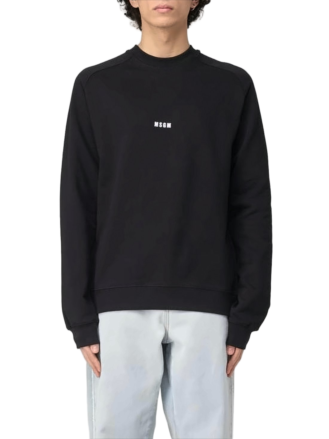 Minimalist Black Crewneck Sweatshirt with Centered Logo