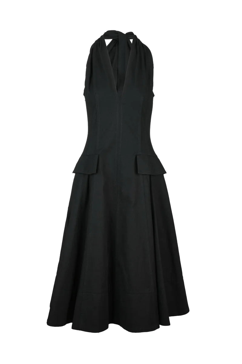 Long Canvas Dress - Black