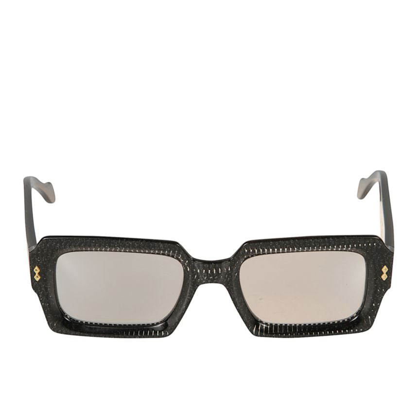 Evy Glamour Rectangular Sunglasses with Textured Black Frame