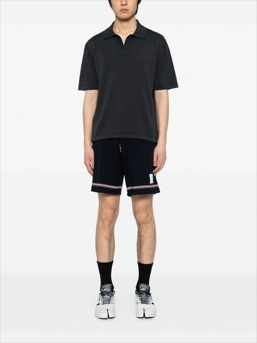Subtle V-Neck Polo Shirt With Embroidered Emblem