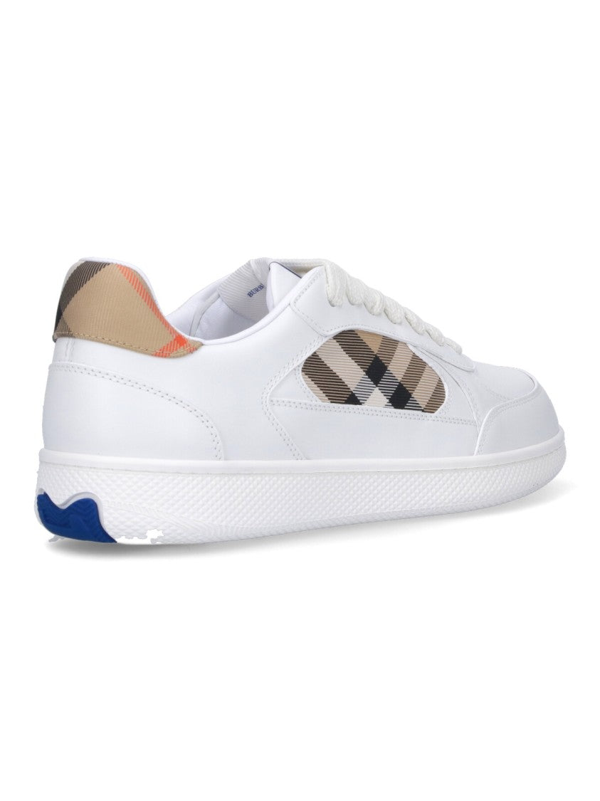 Calf Leather Sneakers With Iconic Check Pattern