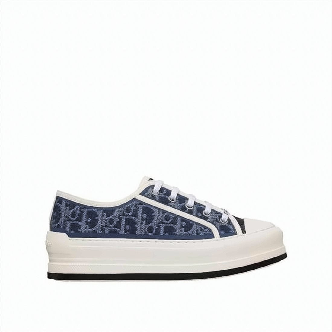 Low-Top Sneakers with Navy Pattern and White Trim
