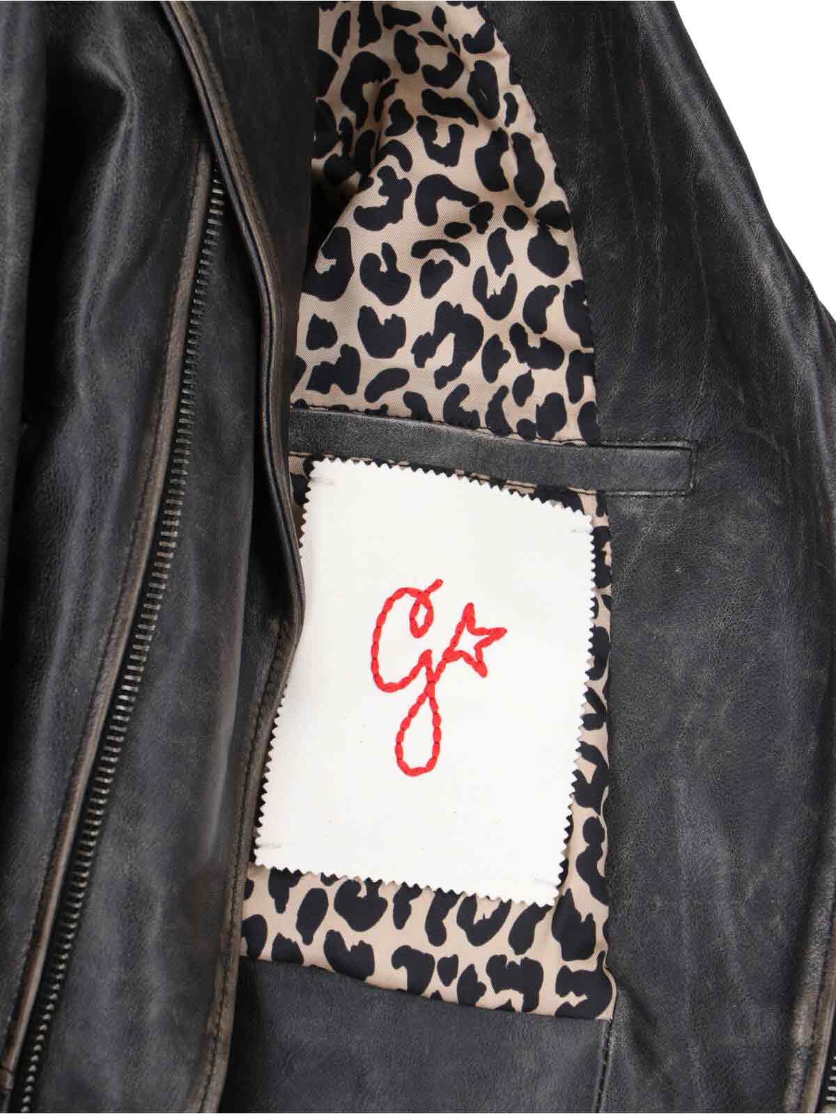 Biker Jacket, In Black Calfskin, Worn Effect