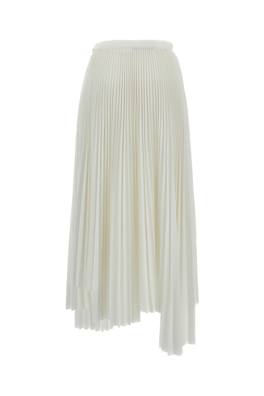 Asymmetrical Hem Pleated Skirt with Hidden Side Zipper
