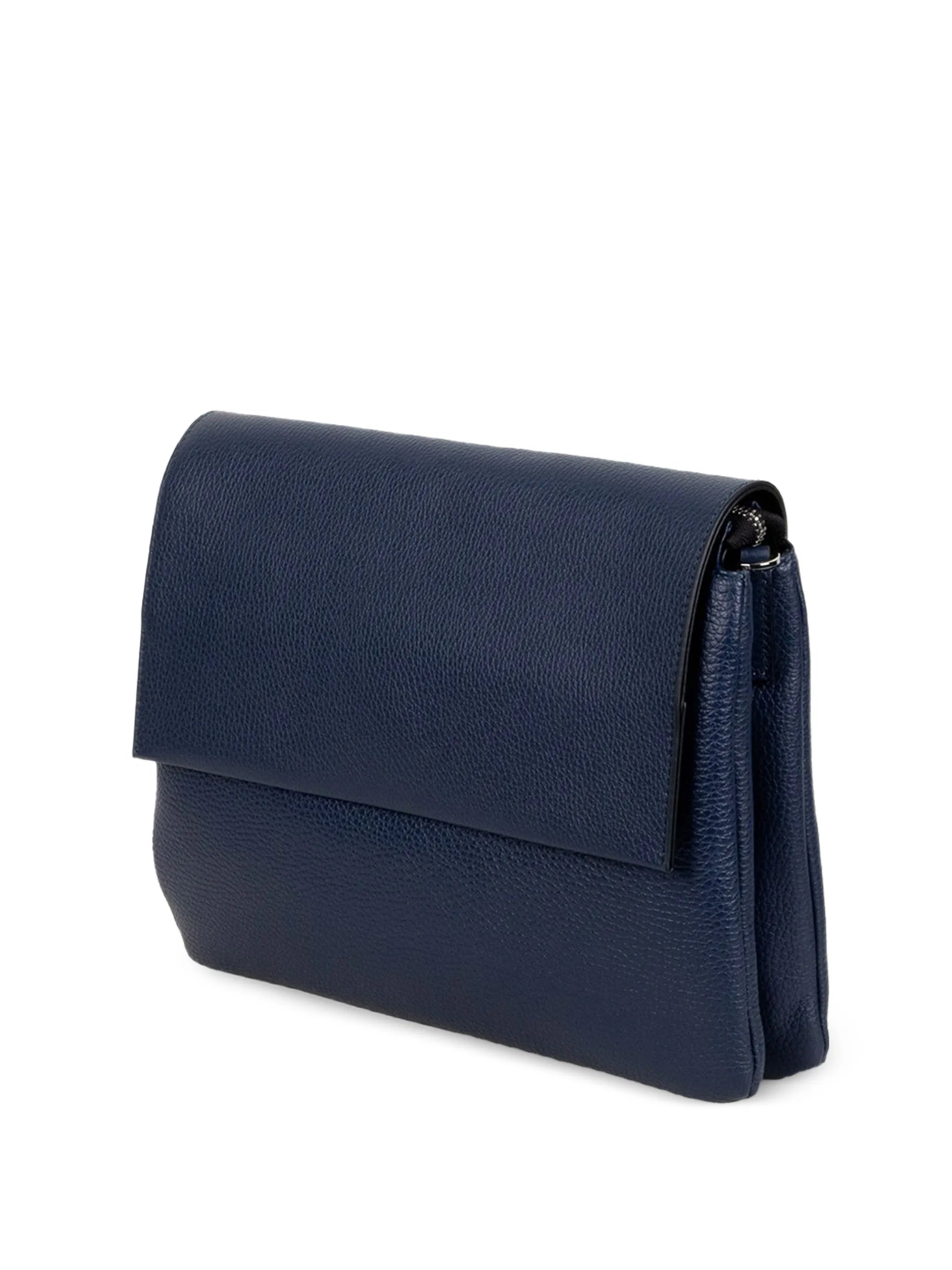 Three Blue Pebbled Leather Clutch Bag
