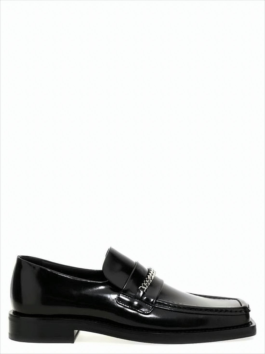 Sleek Polished Leather Loafers with Square Toe