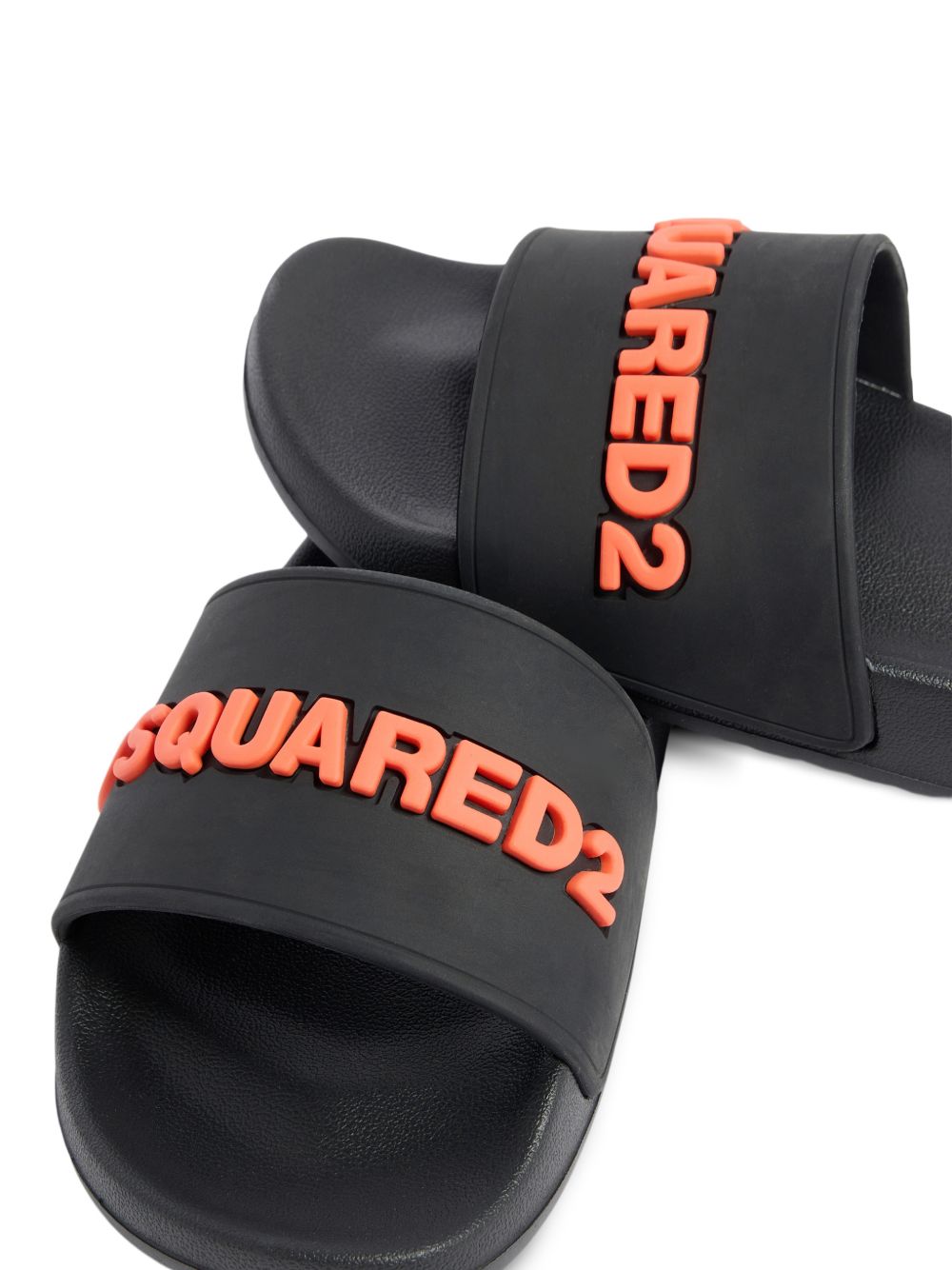 Open Toe Slip-On Sandals With Raised Logo Lettering