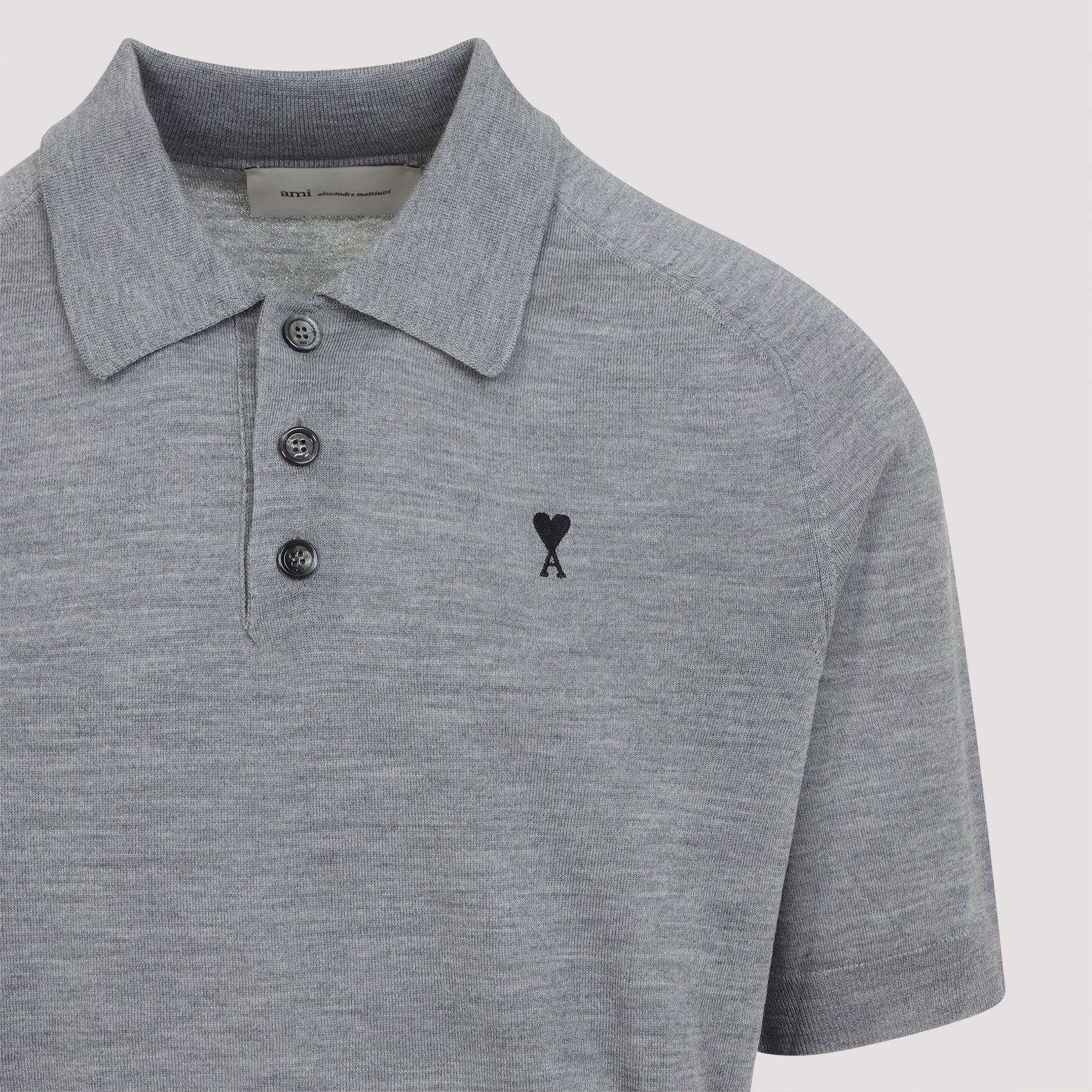 Heathered Grey Short-Sleeve Polo Shirt With Classic Collar
