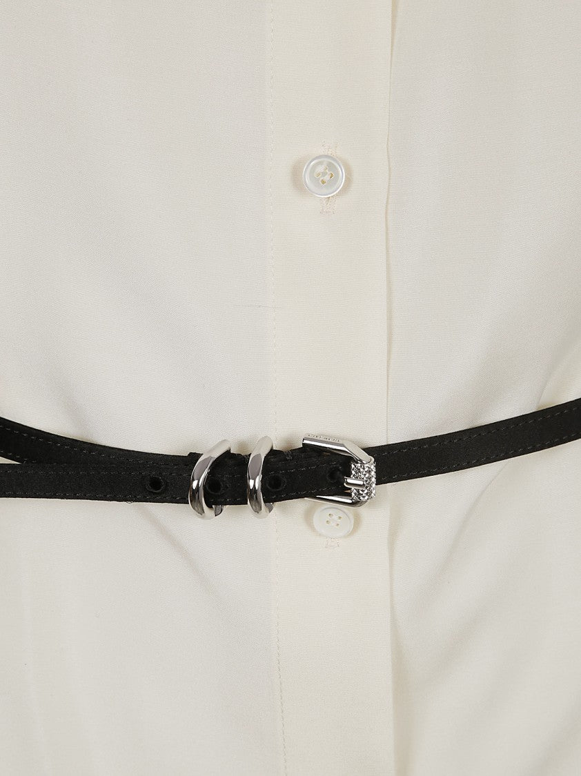 Beige Silk Shirt With Classic Collar