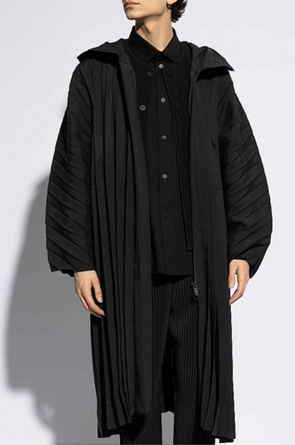 Padded Longline Jacket With Unique Pleated Design