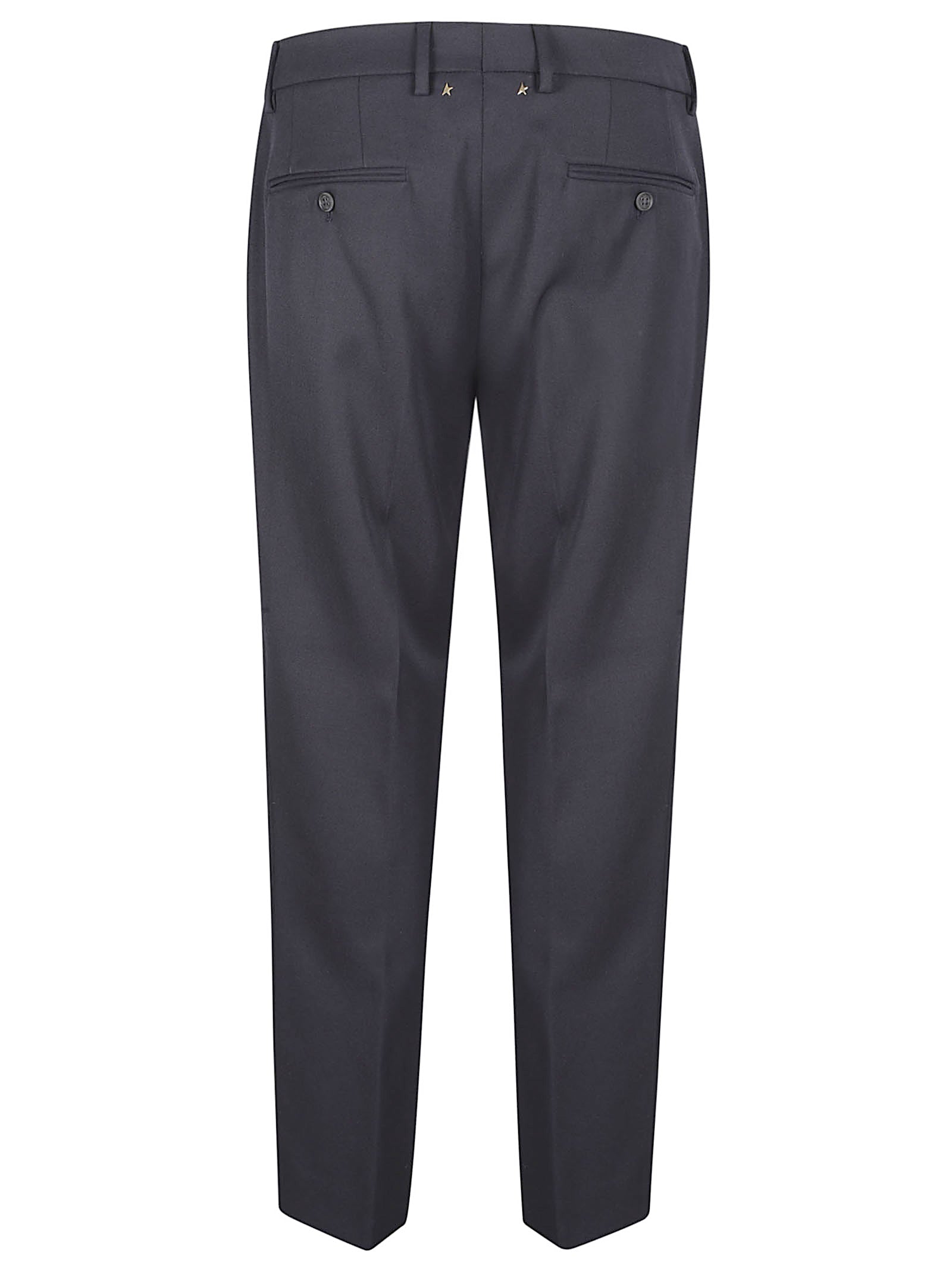 Ankle-Length Midnight Blue Trousers With Sartorial Design