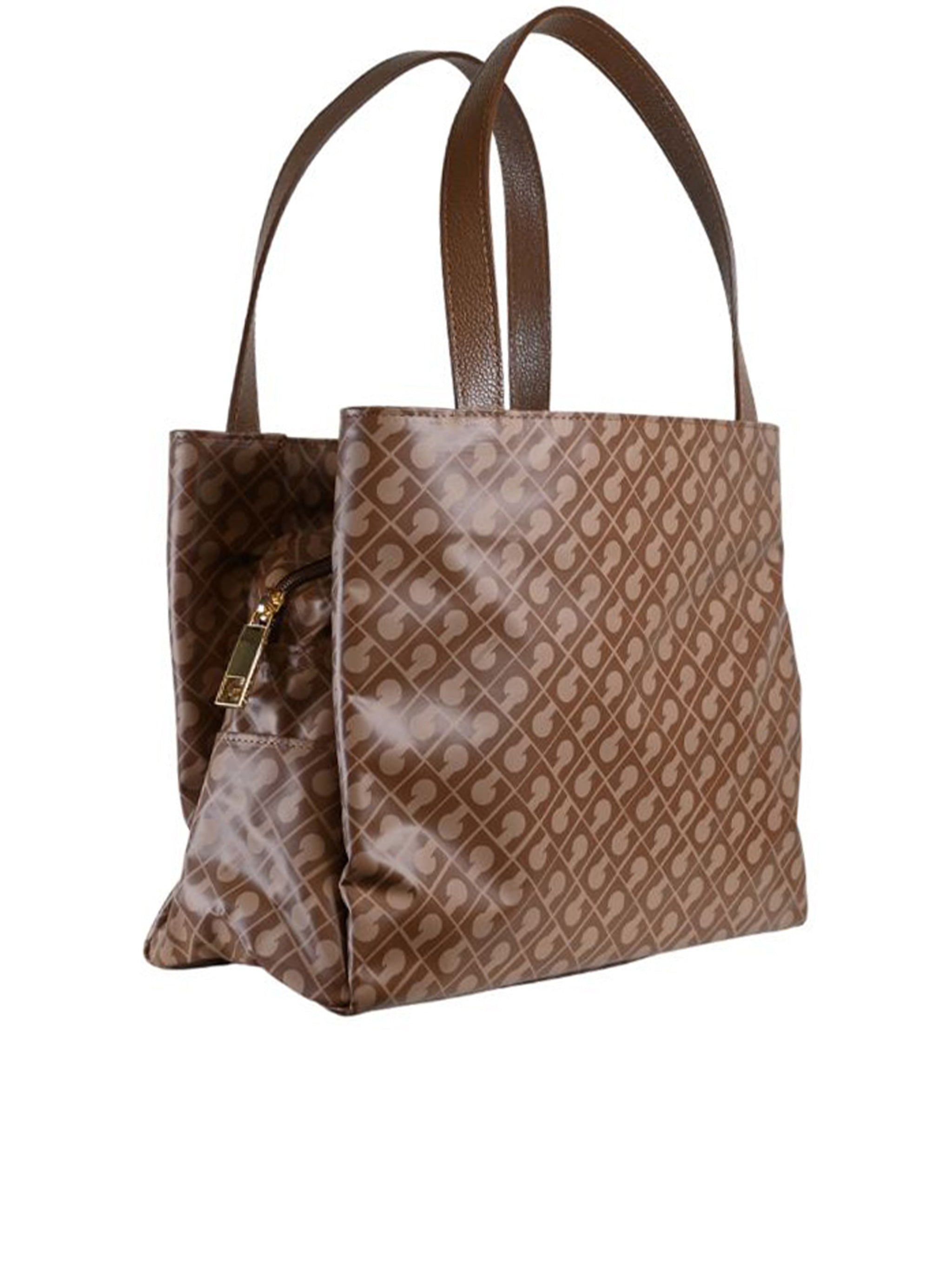 Brown Geometric Pattern Shoulder Handbag