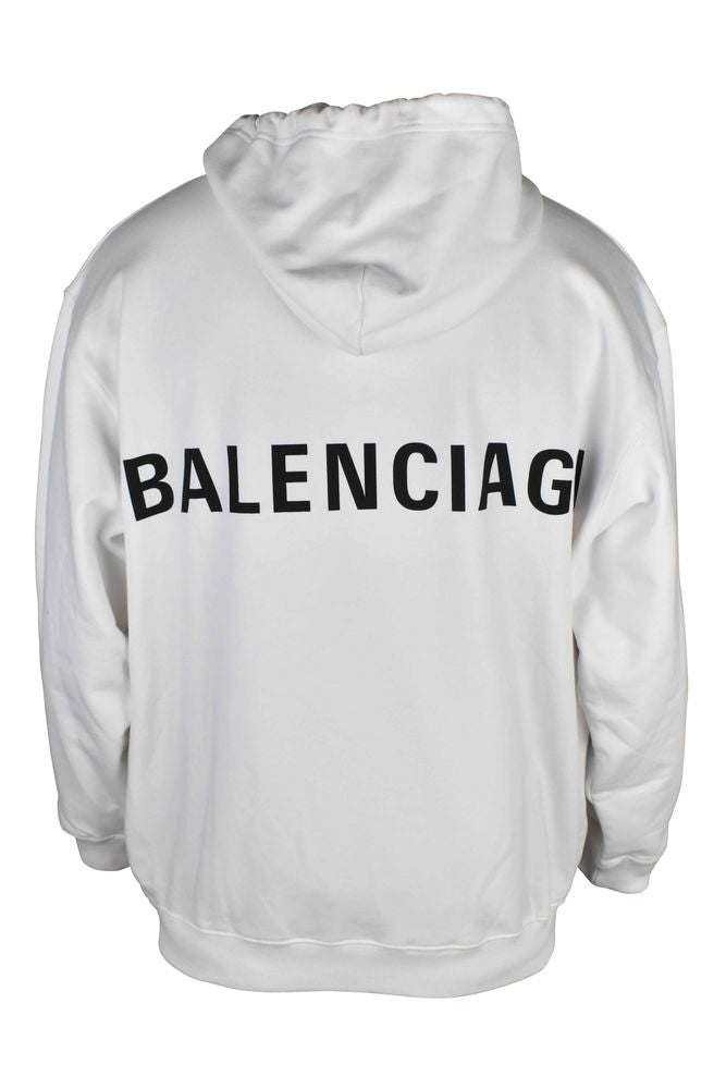 Hooded White Cotton Sweatshirt With Iconic Logo