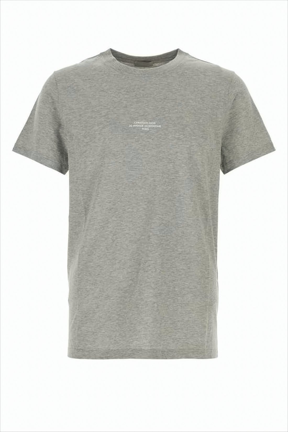 Short-Sleeved Grey Cotton T-Shirt with Design