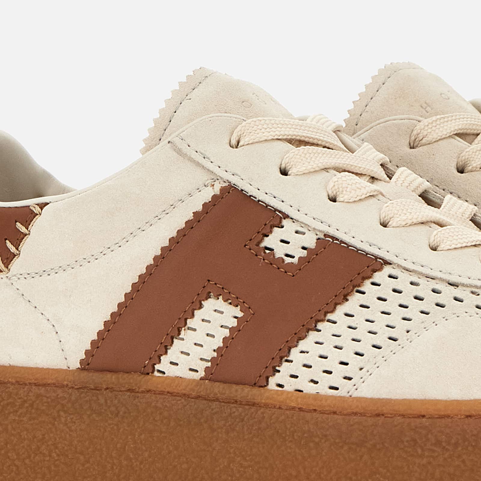 Beige Brown Cool H698 Allacciato H Perforated Sneakers
