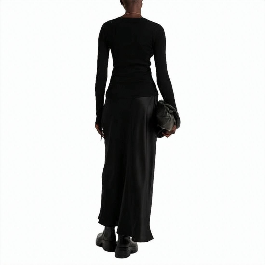 Black Deep V-Neck Sweater With Cashmere-Silk Blend