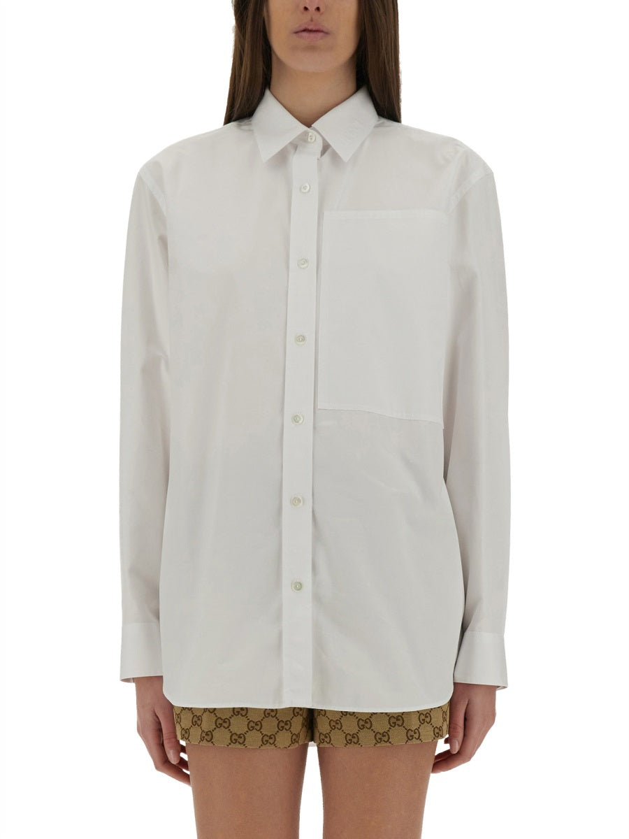 Cotton Poplin Shirt with Classic Button-Down Design