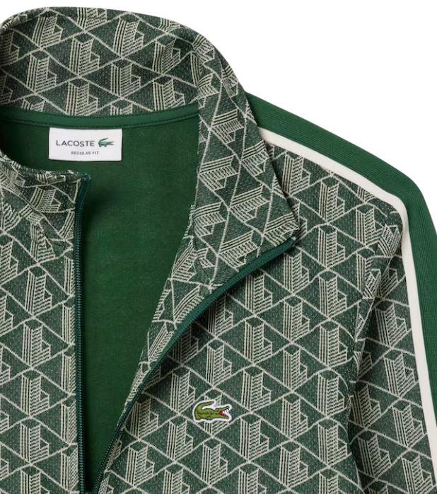 Jacquard Knit Zip-Up Sweatshirt With Contrasting Stripes