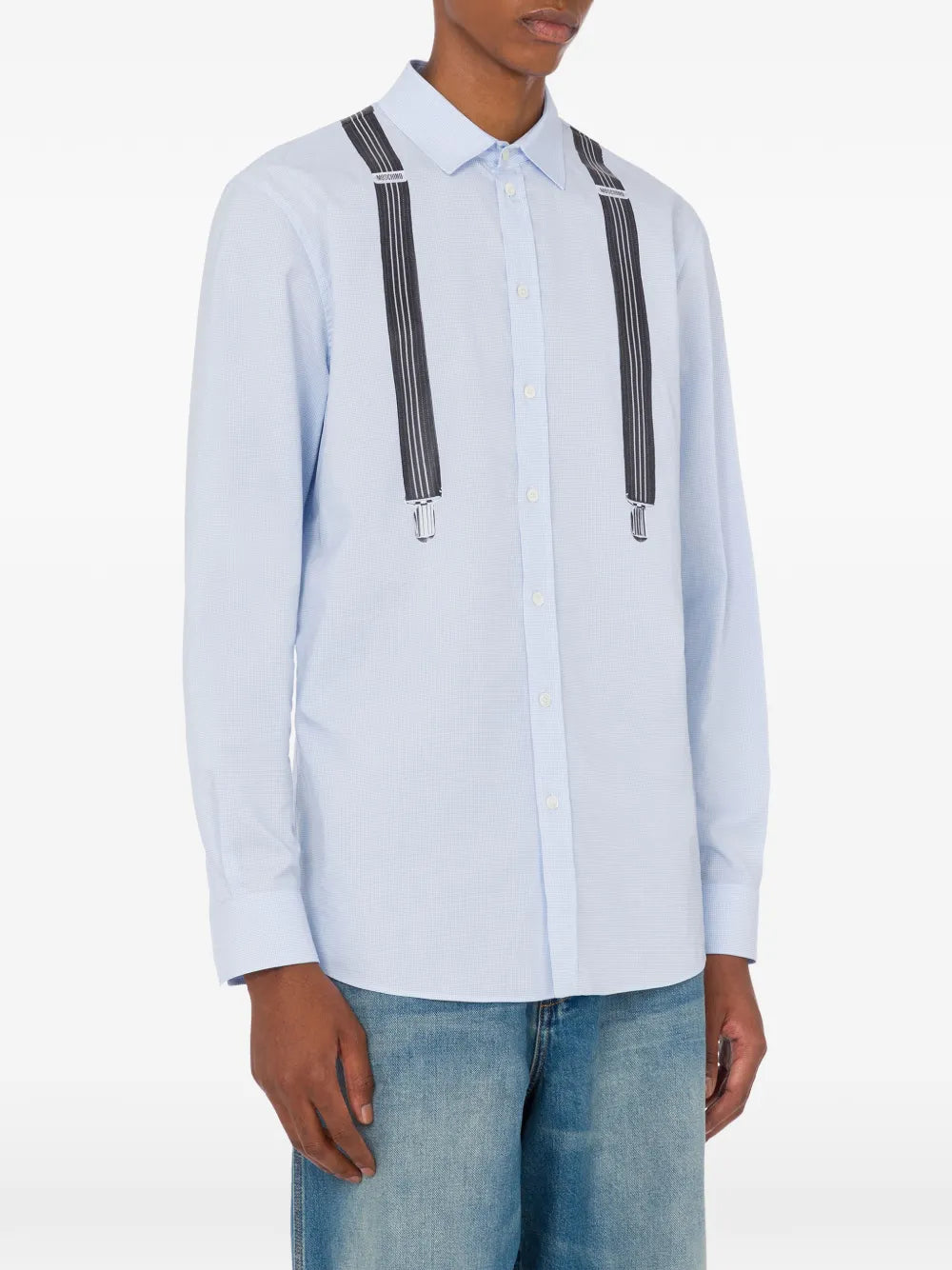 Button-Down Shirt With Playful Suspenders Detail