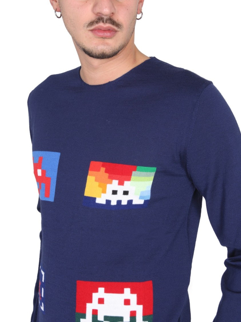 Pixelated Graphic Wool Jersey Sweater