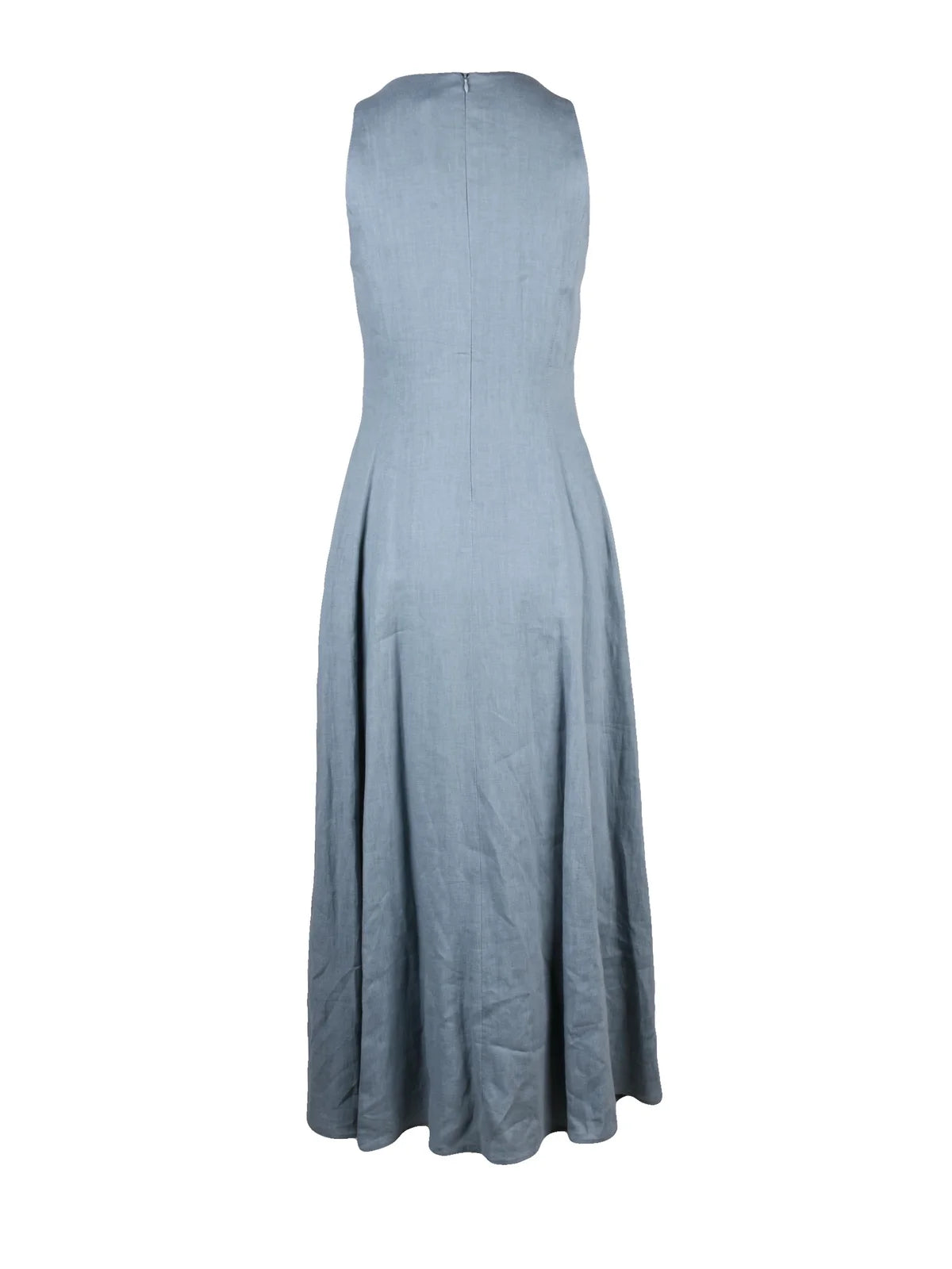 Sage Green Flared Long Linen Dress
