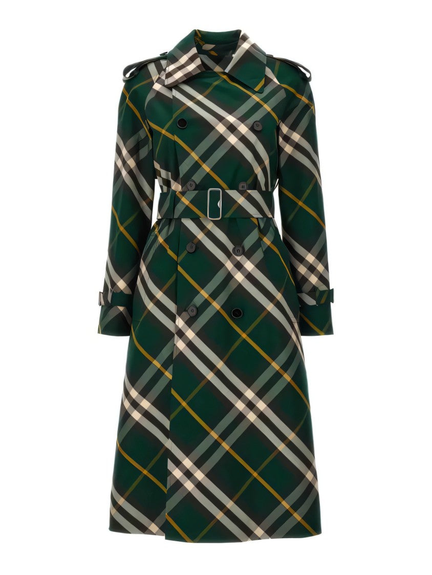 Plaid Trench Coat with Belted Waist