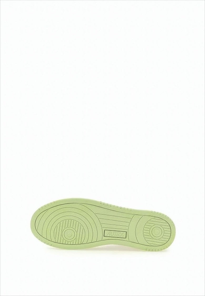 Low-Top Sneakers with Perforated Toe Box and Leather Panels