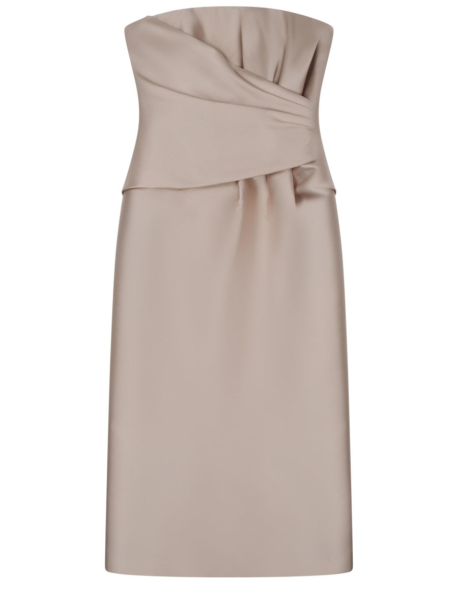 Midi Dress With Structured Drape Detail