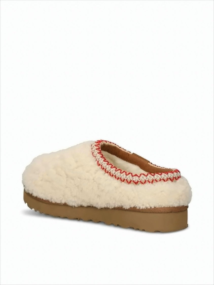 Textured Wool Blend Slip-On Mule with Zigzag Stitch