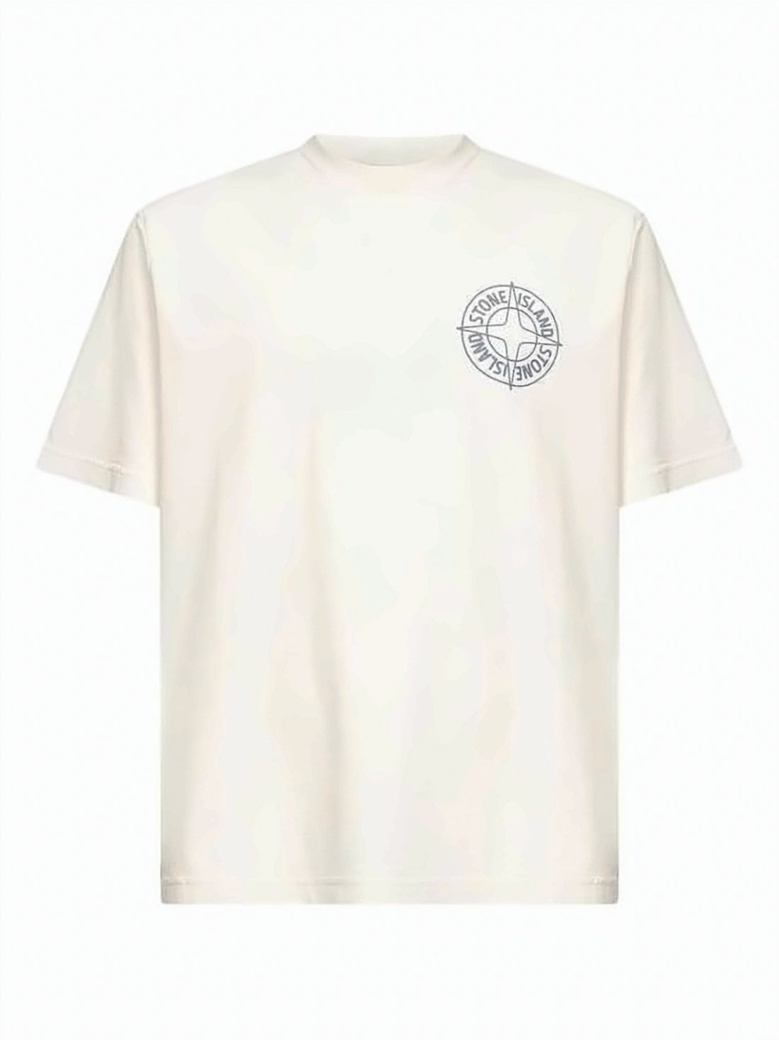 Boxy-Cut Short-Sleeved T-Shirt with Circular Emblems