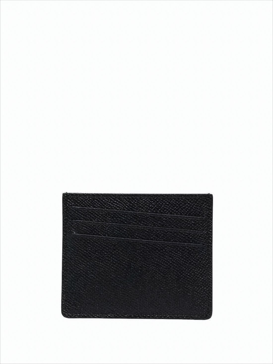 Textured Calf Leather Cardholder with Signature Stitching