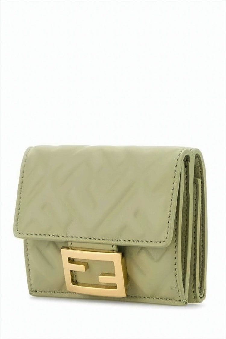 Compact Quilted Wallet With Gold-Tone Closure