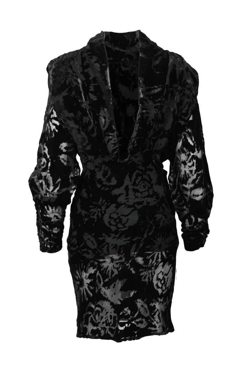 Short Velvet Dress - Black