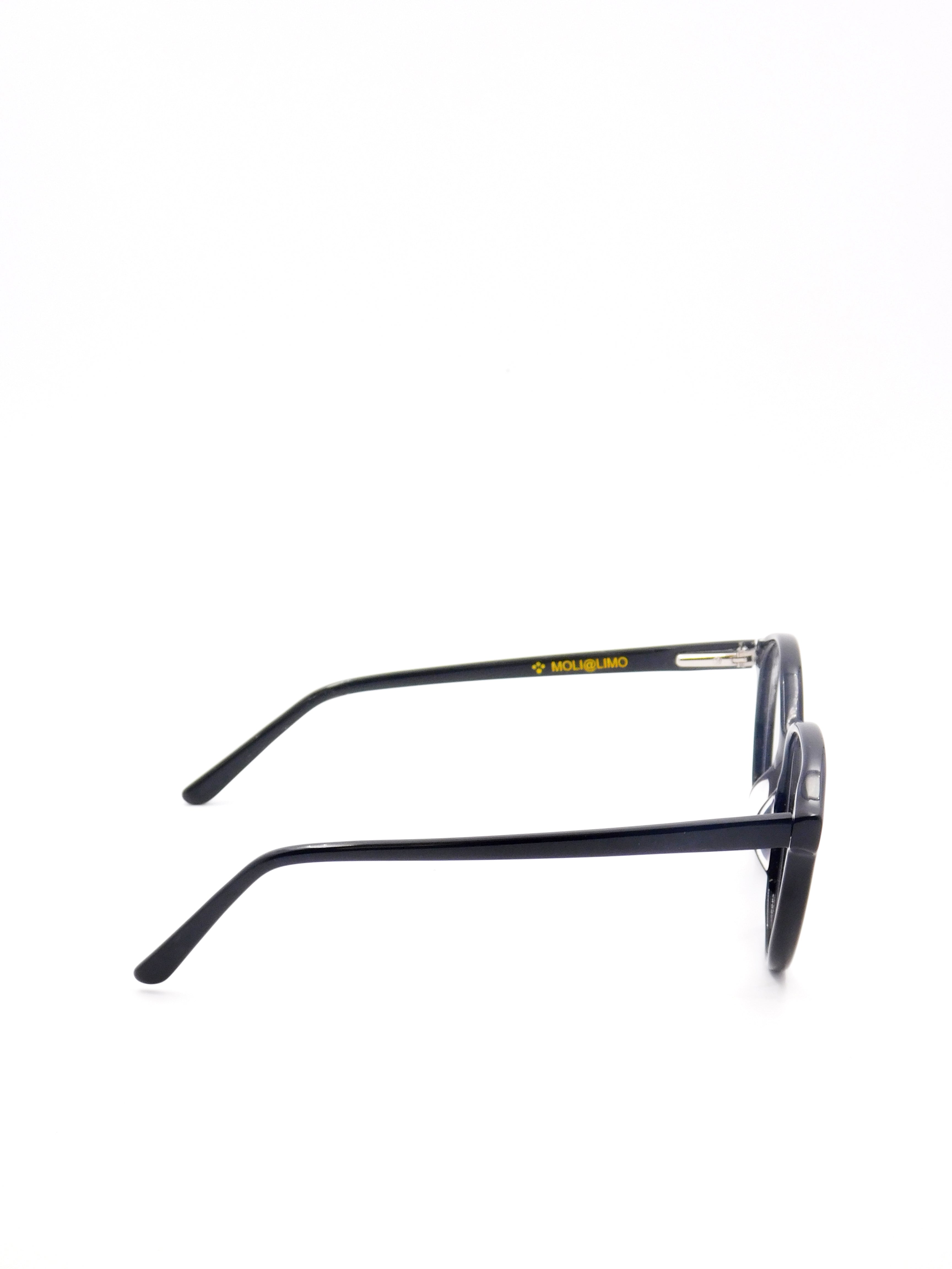 Rounded Black Optical Frames with Acetate and Celluloid Composition