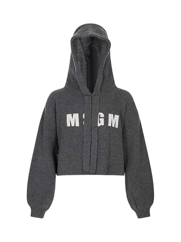Cropped Hoodie in Wool-Cashmere Blend